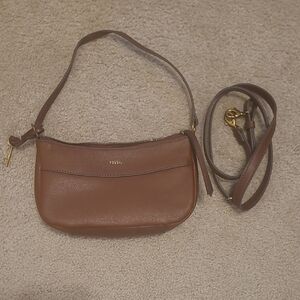 Fossil Tan Leather Crossbody Bag